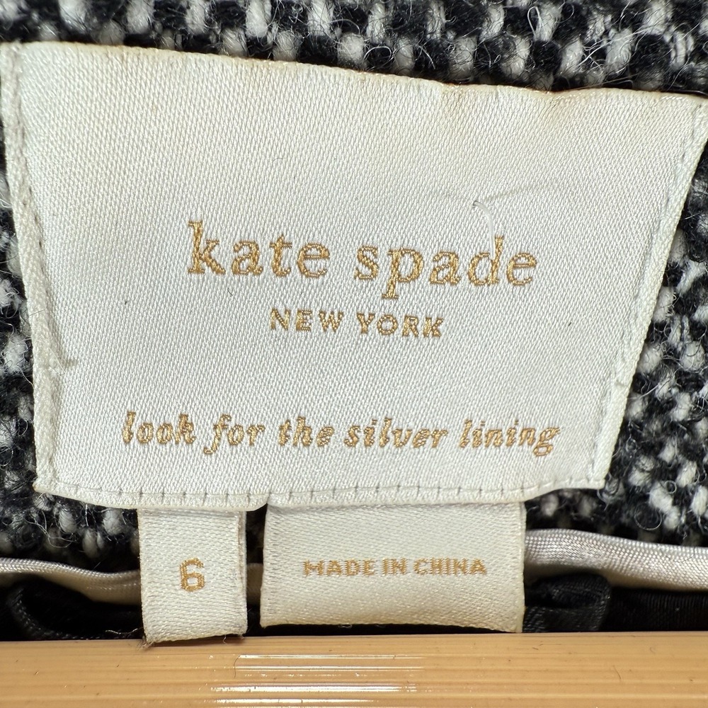 Kate Spade Ella Wool Tweed Cropped 3/4 Sleeve Jewel Preppy Blazer Suit Size 6 - Picture 10 of 14